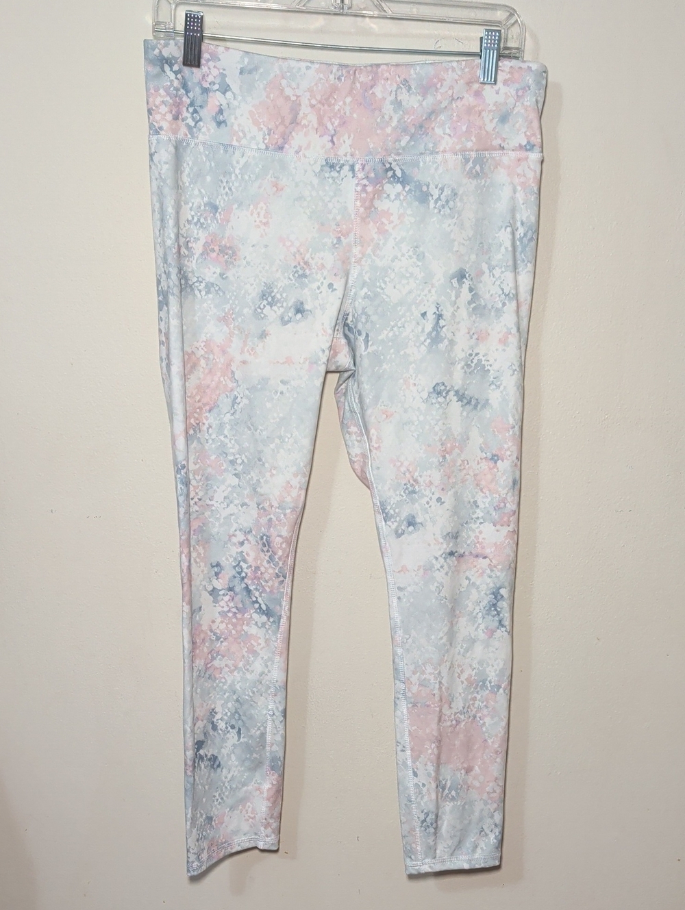 Jockey Essentials 7/8 Leggings White Pink Blue Pastel Snake Print Women's Size L
